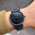 Fossil Carlie Black Dial Black Steel Strap Watch for Women - ES4488
