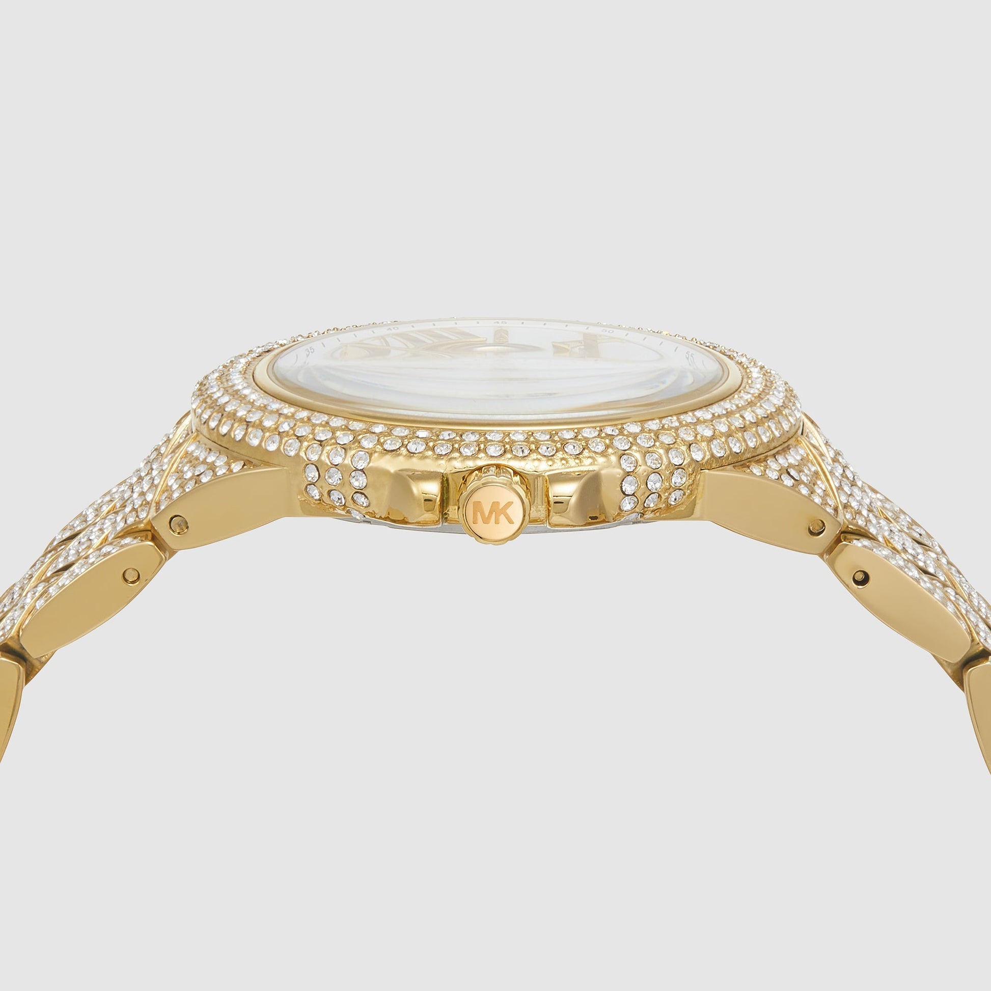 Michael Kors Camille Three-Hand Crystals White Dial Gold Steel Strap Watch for Women - MK4800