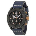 Fossil Modern Machine Chronograph Black Dial Blue Leather Strap Watch for Men - FS5066