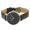 Daniel Wellington Classic Petite York Black Dial Brown Leather Strap Watch For Women - DW00100238