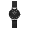 Daniel Wellington Petite Ashfield Black Dial Black Mesh Strap Watch For Women - DW00100246