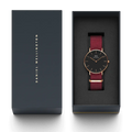 Daniel Wellington Classic Roselyn Black Dial Maroon Nylon Strap Watch For Women - DW00100273