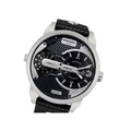 Diesel Mini Daddy Black Silver Dial Black Leather Strap Watch For Men - DZ7307