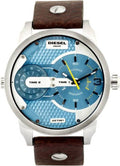 Diesel Mini Daddy LIght Blue Dial Brown Leather Strap Watch For Men - DZ7321