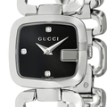 Gucci G Diamonds Black Dial Silver Steel Strap Watch For Women - YA125509