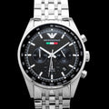 Emporio Armani Team Italia Chronograph Black Dial Silver Steel Strap Watch For Men - AR5983