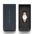 Daniel Wellington Iconic Link White Dial Rose Gold Steel Strap Watch for Women - DW00100213