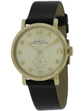 Marc Jacobs Baker Gold Dial Black Leather Strap Watch for Women - MBM1399