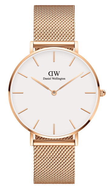 Daniel Wellington Petite Melrose White Dial Rose Gold Mesh Strap Watch For Women - DW00100305