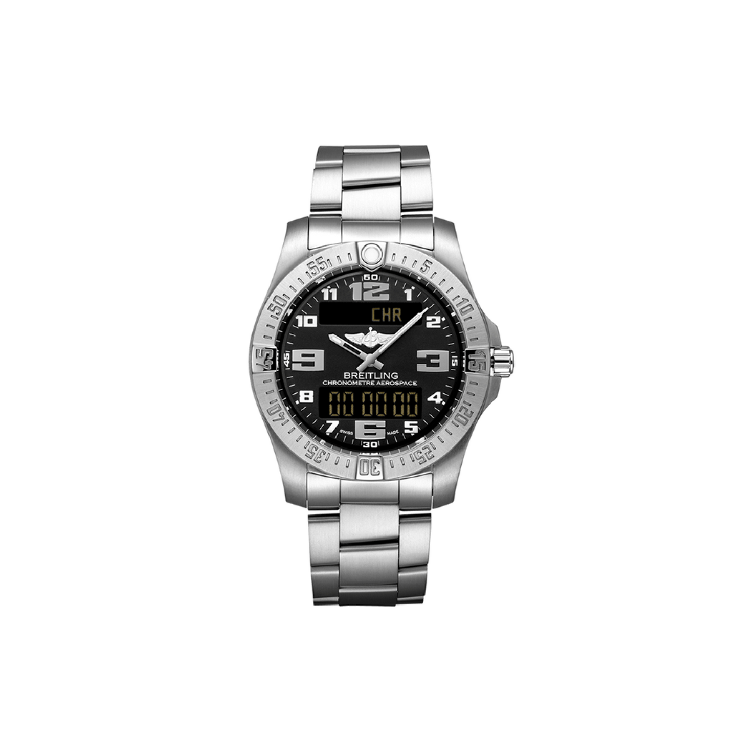 Breitling Aerospace Evo Black Dial Silver Steel Strap Watch for Men - E79363101B1E1