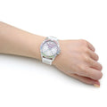 Guess Frontier Diamonds Silver Dial White Rubber Strap Watch for Women - GW0045L1