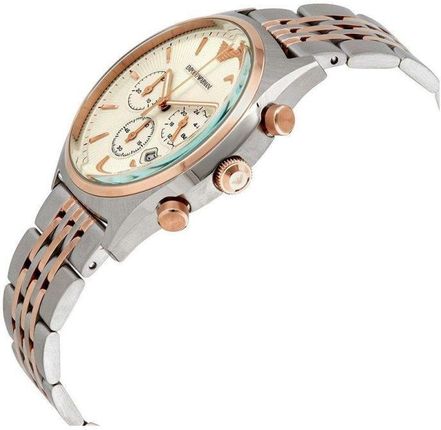 Emporio Armani Zeta Chronograph Quartz White Dial Two Tone Steel Strap Watch For Men - AR1998