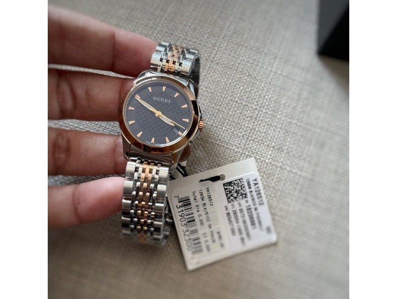 Gucci G Timeless Black Dial Two Tone Steel Strap Watch For Women - YA126512