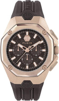Philipp Plein Octagon Brown Dial Brown Silicone Strap Watch for Men - PWTBA0223
