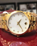 Movado Museum Classic Diamonds Mother of Pearl Dial Gold Steel Strap Watch For Women - 0606998