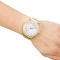 Guess Dazzler Diamonds Silver Dial Gold Steel Strap Watch for Women - W0335L2