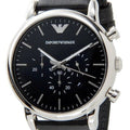 Emporio Armani Luigi Chronograph Black Dial Black Leather Watch For Men - AR1828