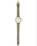 Emporio Armani Gianni T Bar Crystals Silver Dial Brown Leather Strap Watch For Women - AR11518