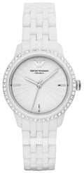 Emporio Armani Ceramic White Dial White Ceramic Bracelet Watch For Women - AR1477