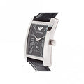 Emporio Armani Black Dial Black Leather Strap Watch For Men - AR0143