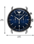 Emporio Armani Aviator Chronograph Blue Dial Silver Steel Strap Watch For Men - AR11238