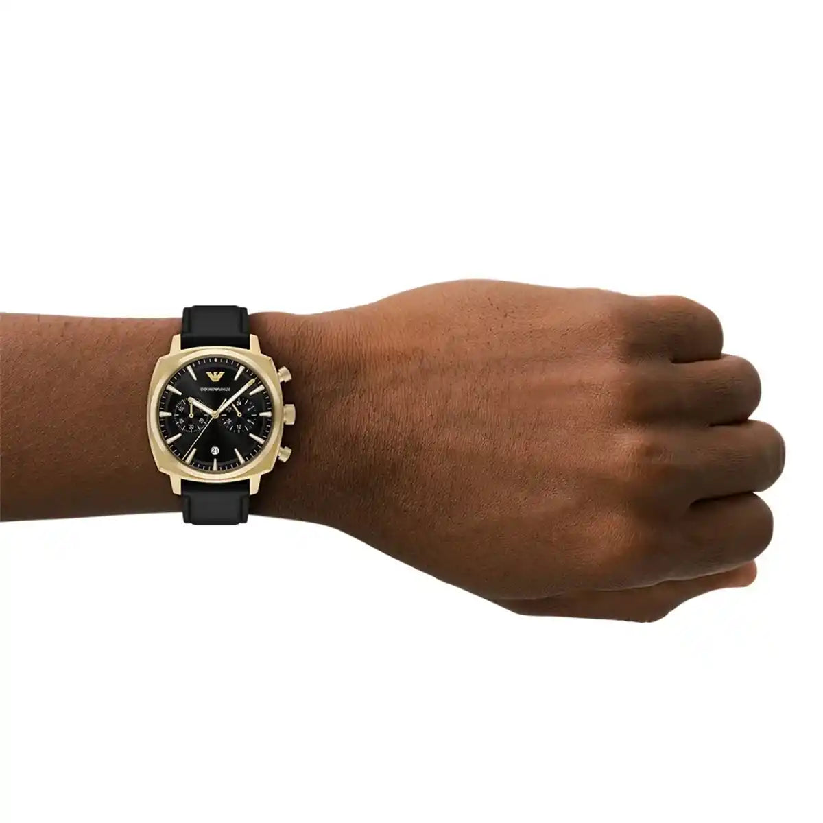 Emporio Armani Ruggero Chronograph Black Dial Black Leather Strap Watch for Men - AR11690