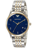 Emporio Armani Classic Quartz Blue Dial Two Tone Steel Strap Watch For Men - AR1868