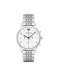 Emporio Armani Classic Chronograph Silver Dial Silver Steel Strap Watch For Men - AR1879
