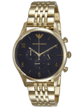 Emporio Armani Classic Chronograph Black Dial Gold Steel Strap Watch For Men - AR1893