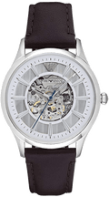 Emporio Armani Meccanico White Dial Brown Leather Strap Watch For Men - AR1946