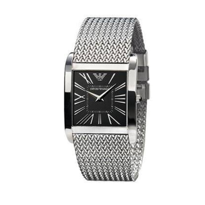 Emporio Armani Classic Black Dial Silver Mesh Bracelet Watch For Women - AR2013