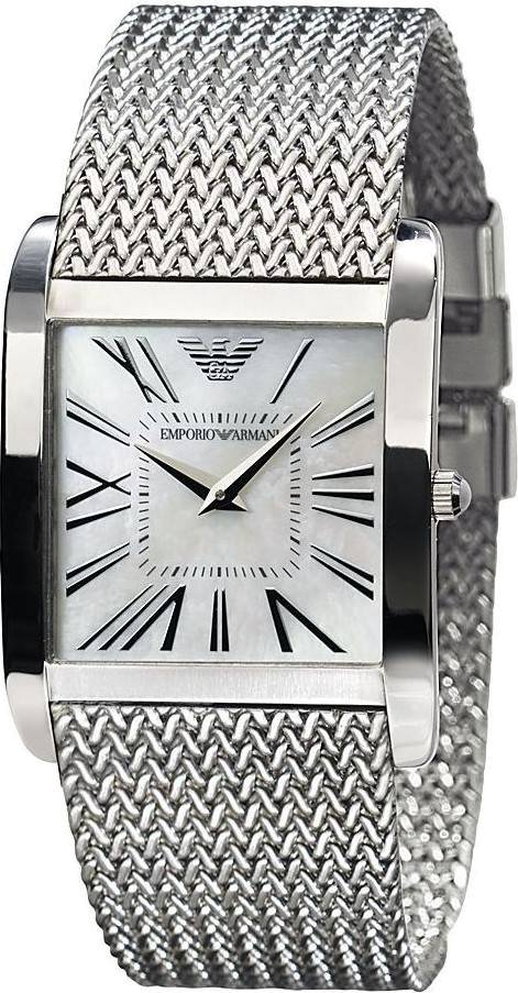 Emporio Armani Super Slim Quartz White Dial Silver Mesh Bracelet Watch For Women - AR2015