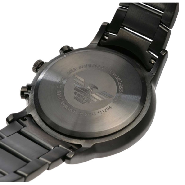 Emporio Armani Classic Chronograph Black Dial Black Steel Strap Watch For Men - AR2453