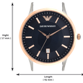 Emporio Armani Renato Analog Blue Dial Black Leather Strap Watch For Men - AR2506