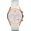 Emporio Armani Sportivo Silver Dial White Silicone Strap Watch For Women - AR5920