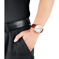 Emporio Armani Sportivo Chronograph White Dial Brown Leather Strap Watch For Men - AR5996