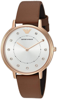 Emporio Armani Classic Analog Silver Dial Brown Leather Strap Watch For Women - AR8040