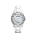 Emporio Armani Ceramica White Mother of Pearl Dial Stainless Steel Strap Watch For Women - AR1426