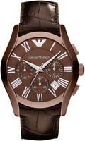 Emporio Armani Valente Classic Brown Dial Brown Leather Strap Watch For Men - AR1609