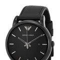 Emporio Armani Classic Black Dial Black Leather Strap Watch For Men - AR1732