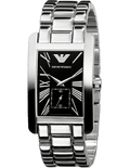 Emporio Armani Classic Black Dial Silver Stainless Steel Strap Watch For Men - AR0156