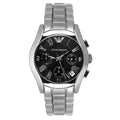 Emporio Armani Velente Chronograph Black Dial Silver Steel Strap Watch For Women - AR0674