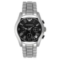 Emporio Armani Velente Chronograph Black Dial Silver Steel Strap Watch For Women - AR0674