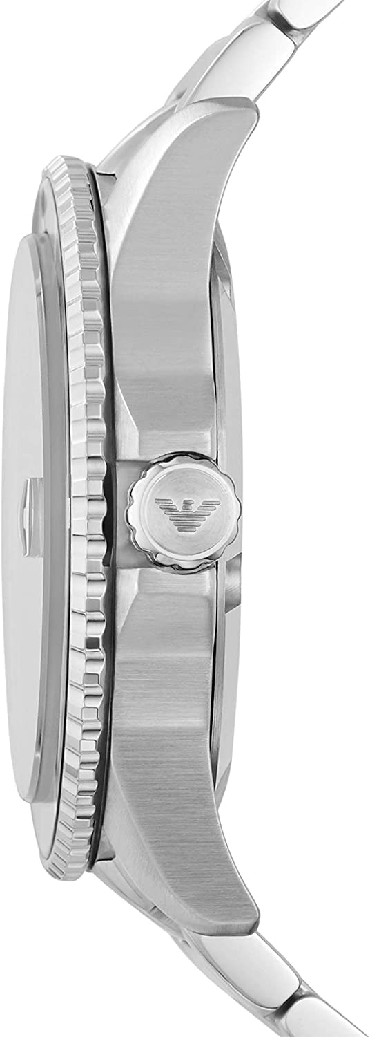 Emporio Armani Three Hand Green Dial Silver Steel Strap Watch For Men - AR11338
