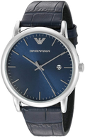 Emporio Armani Gianni T Bar Quartz Blue Dial Blue Leather Strap Watch For Men - AR11300