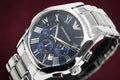Emporio Armani Classic Blue Dial Silver Steel Strap Watch For Men - AR1635
