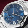 Emporio Armani Valente Quartz Blue Dial Silver Steel Strap Watch For Men - AR11085