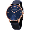 Emporio Armani Classic Quartz Blue Dial Blue Leather Strap Watch For Men  - AR2071