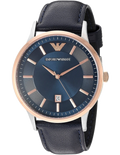 Emporio Armani Renato Analog Blue Dial Black Leather Strap Watch For Men - AR2506
