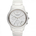 Emporio Armani Luigi Chronograph Ceramic White Dial White Ceramic Strap Watch For Men - AR1499